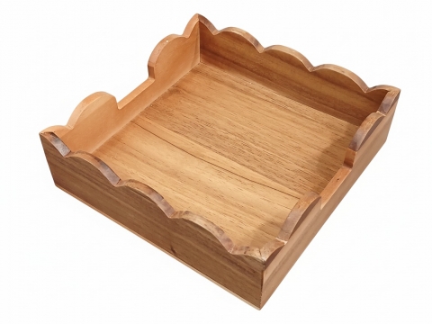 Scallop acacia napkin holder